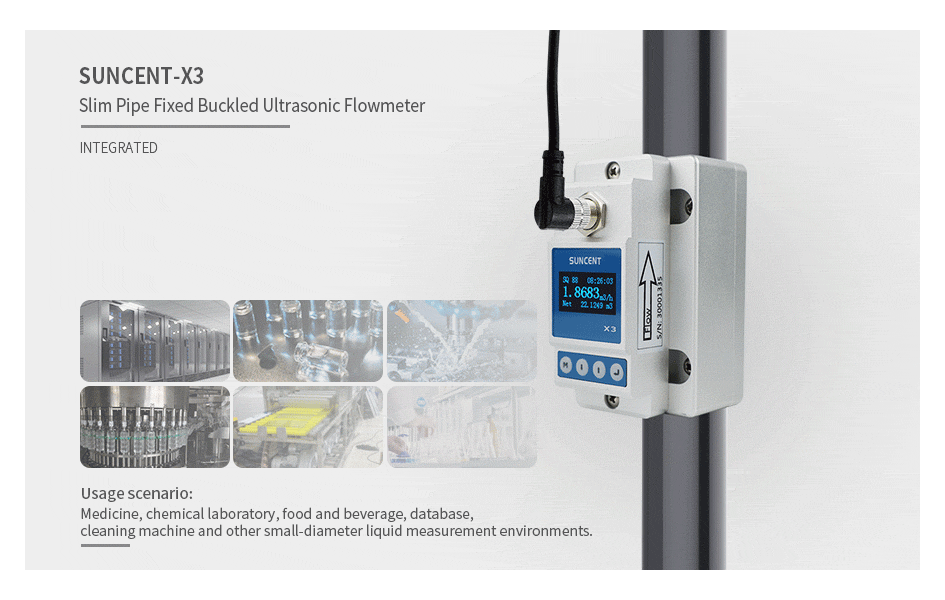 X3 small tube clamp type ultrasonic flowmeter