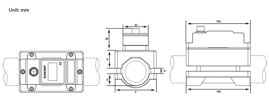 X3 small tube clamp type ultrasonic flowmeter